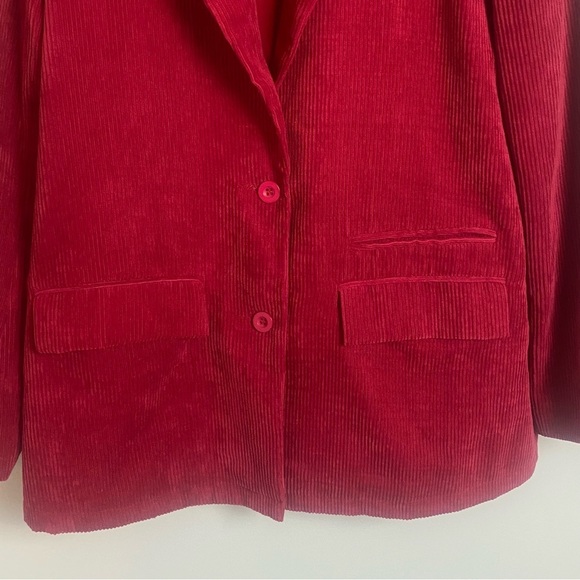 Lost + Wander Corduroy Blazer Red Jacket Small Christmas Holiday Casual - Picture 7 of 12